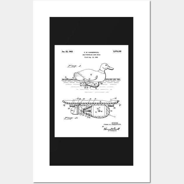 Duck Decoy Patent - Hunter Outdoors Hunting Art - White Wall Art by patentpress